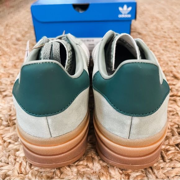 NWT Adidas Gazelle Bold Platform Gum Sole Shoes Silver Green Women’s Size 6 - Picture 11 of 14